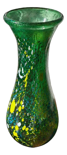 Vintage Green Art Glass Vase, 1990s