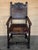 19th Spanish Carved Walnut Armchair with New Black Leather and Solomonic Columns For Sale - Image 16 of 18
