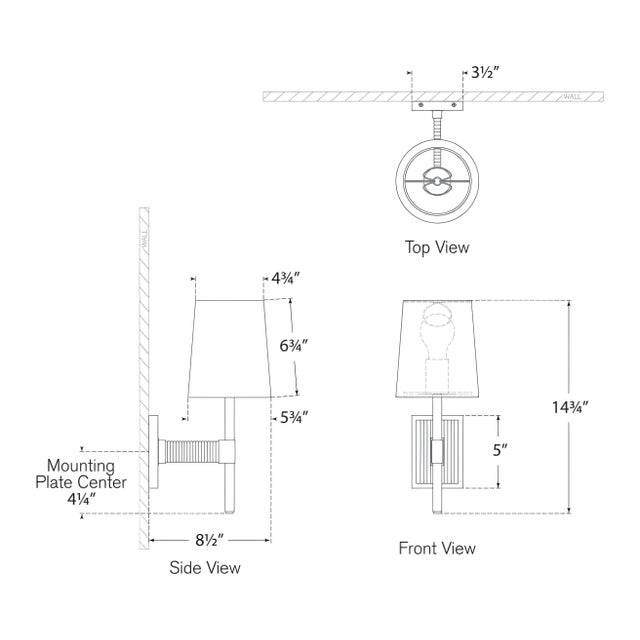 Transitional Suzanne Kasler for Visual Comfort Signature Elle Small Single Sconce in Polished Nickel & Black Rattan with Linen Shade For Sale - Image 3 of 3