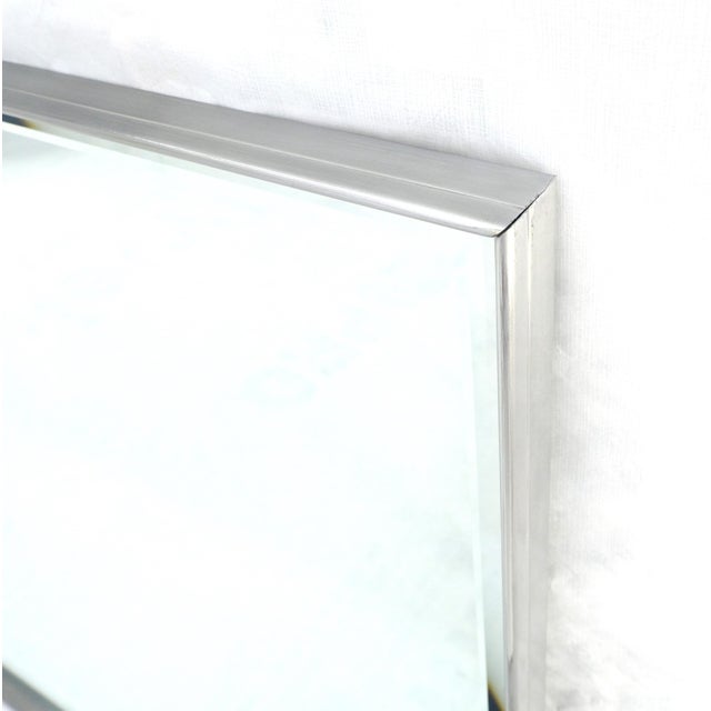 c1960s Large 37x61 Rectangle Solid Aluminum Frame Mid Century Modern Wall Mirror For Sale - Image 12 of 14