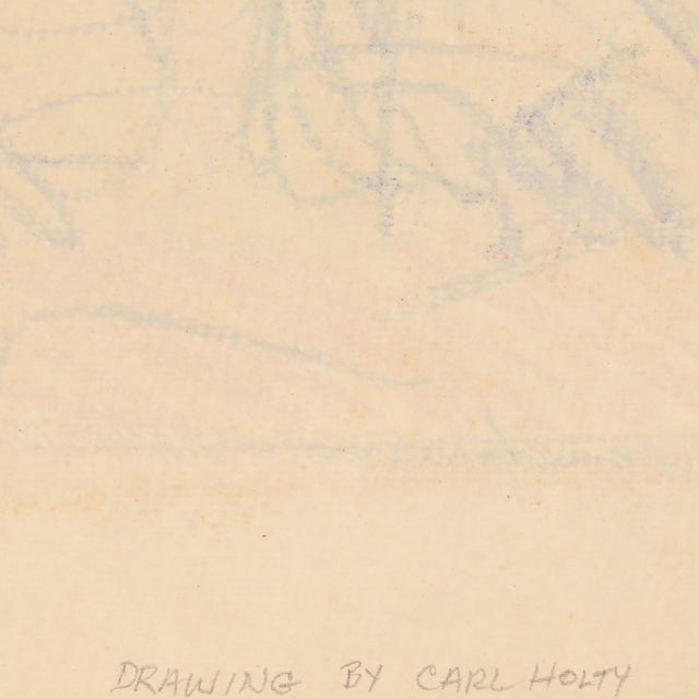 Abstract Carl Holty (German/American, 1900-1973), Abstract Crayon Drawing on Paper #105 For Sale - Image 3 of 3