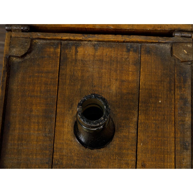 19th Century Rustic Pine or Oak Tantalus Wine Box with Metal Hardware For Sale - Image 10 of 12