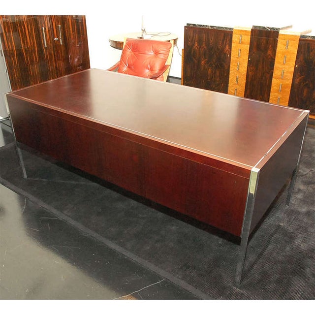 Knoll 1970's Mid-Century Modern Mahogany Knoll Executive Desk For Sale - Image 4 of 7
