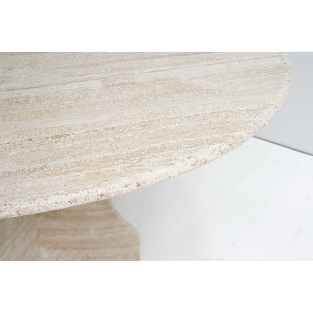 Vintage Round Travertine Dining Table, 1970s For Sale - Image 4 of 12