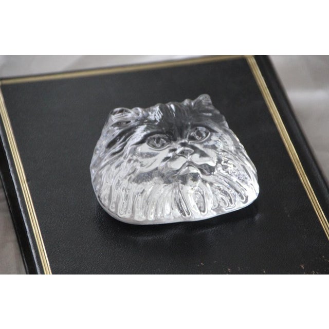 Crystal Glass Cat Head Figurine Paperweight from Daum, France, 1970s For Sale - Image 6 of 14