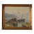 Mid-Century Original Oil on Canvas on Harbor in Giltwood Frame For Sale