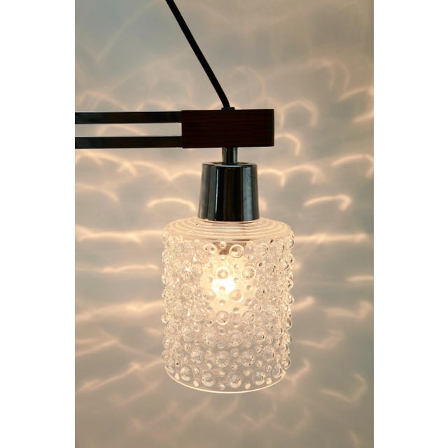 Vintage Teak, Chrome & Glass Bar Chandelier For Sale - Image 3 of 13