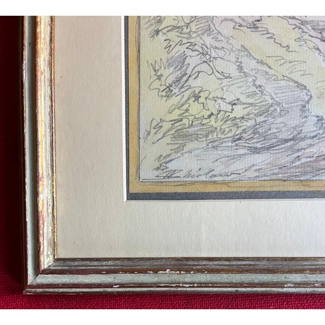 Late 19th Century Walter Shirlaw (Scottish-American 1838 – 1909) Antique 19th Century Mixed Media Watercolor Painting and Pencil Drawing of a Country Landscape For Sale - Image 5 of 10