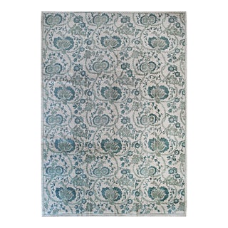 10x14 Cassandra Bianca Green Classic Floral Hand Knotted Afghan Wool Carpet Rug For Sale