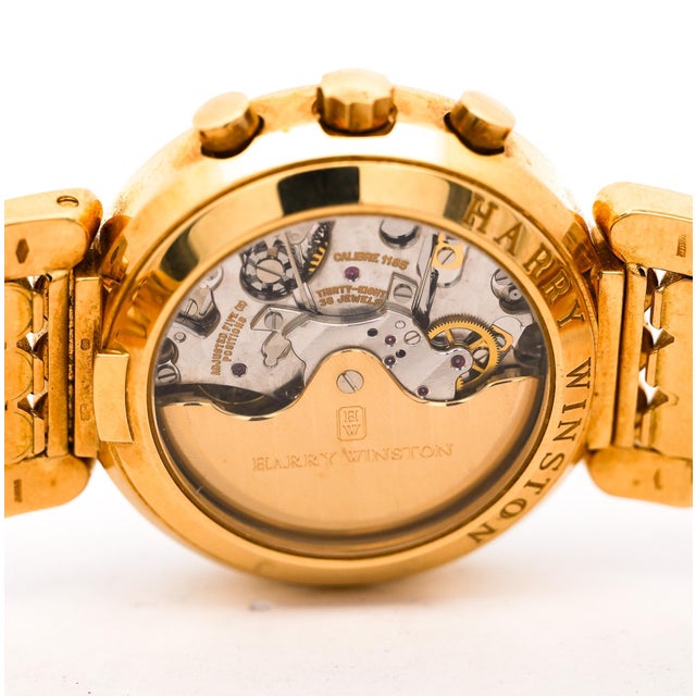 Harry Winston Premier Chronograph 18k Yellow Gold Navy Dial Mens Luxury Watch For Sale - Image 9 of 13