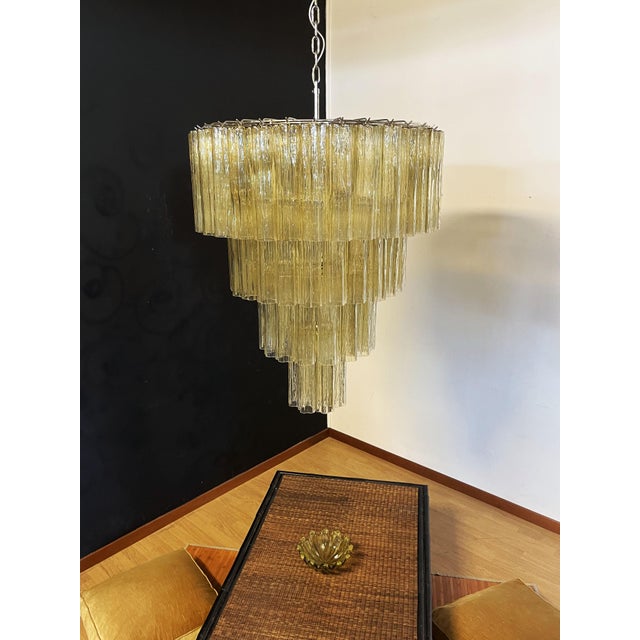 Vintage Murano Glass Tiered Chandelier with 78 Glasses in Light Amber, 1990s For Sale - Image 8 of 18