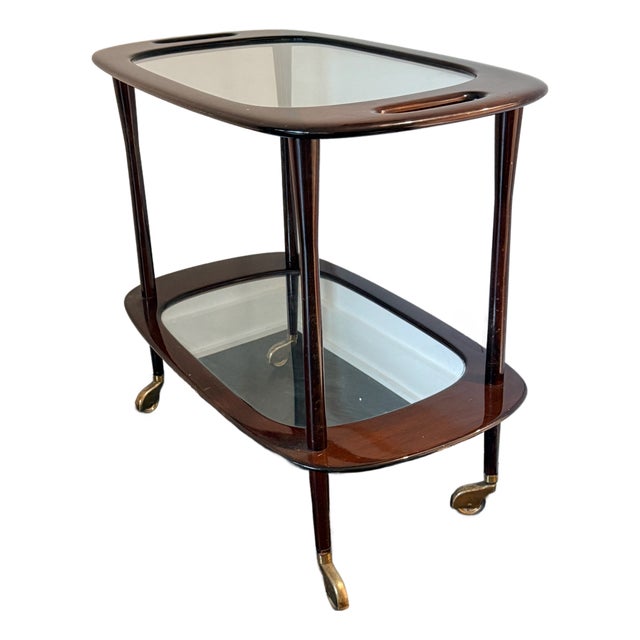 Cesare Lacca Midcentury Mahogany Italian Serving Bar Cart For Sale