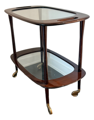 Cesare Lacca Midcentury Mahogany Italian Serving Bar Cart