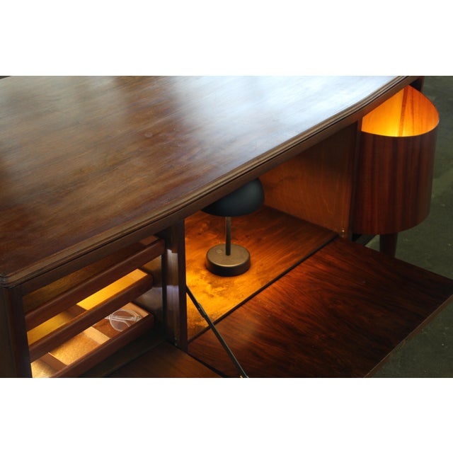 Mid-Century Modern Art Deco Mahogany Writing Desk, 1950s For Sale - Image 11 of 18