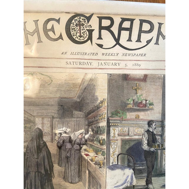 English Antique Print, Graphic Weekly, the First Italian Hospital in London, Color, 1889 For Sale - Image 3 of 11