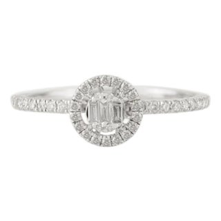 Vintage Cluster Baguette & Round Diamond Ring Made in 14k Gold Size 5 For Sale