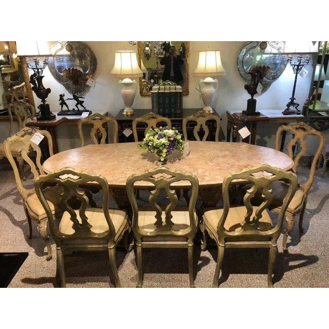 Palatial Italian Carved and Painted Base Marble Top Center Table, 19th Century For Sale - Image 4 of 13