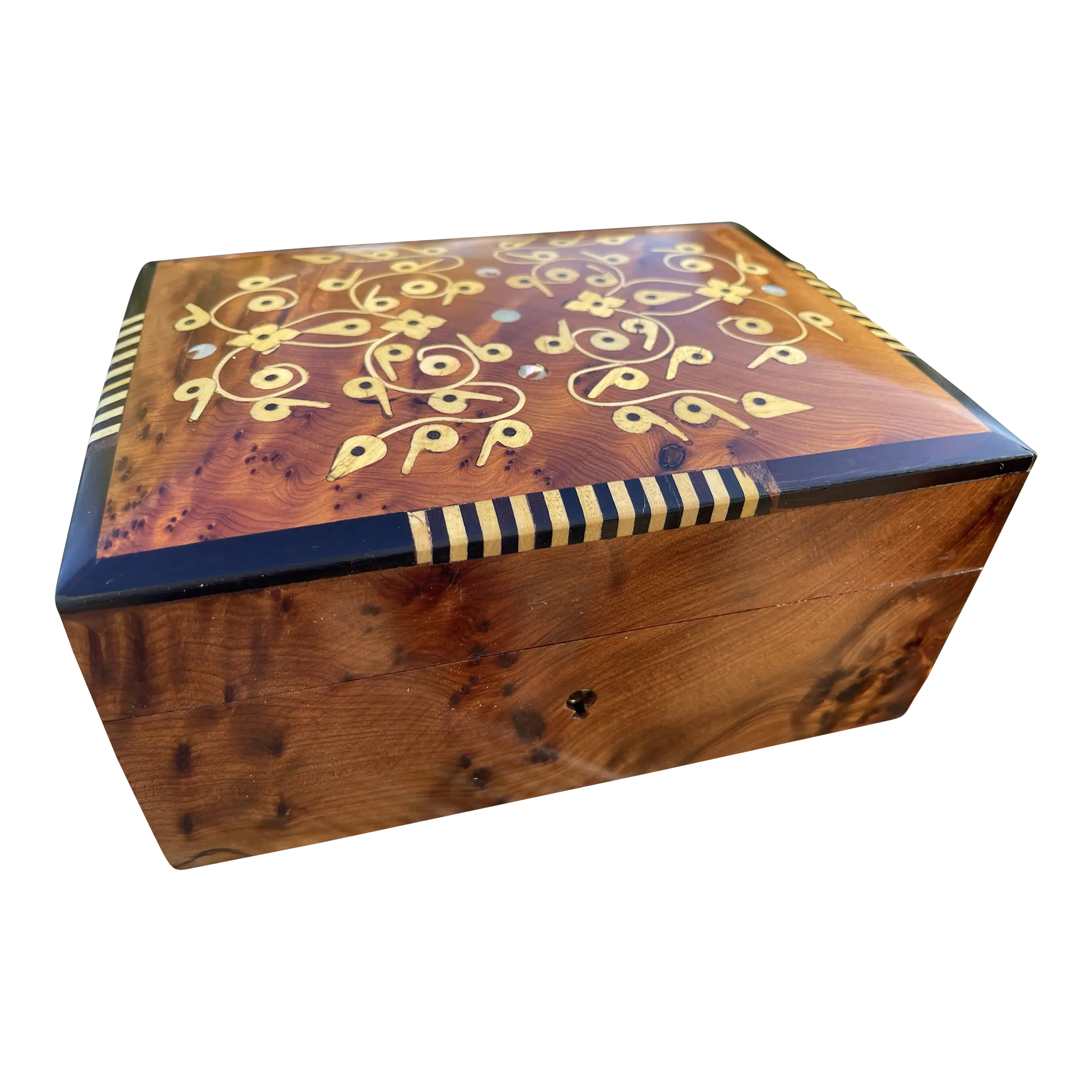 Moroccan Box Circa 1990s Thuya Wood Jewelry Box, Vintage Handmade