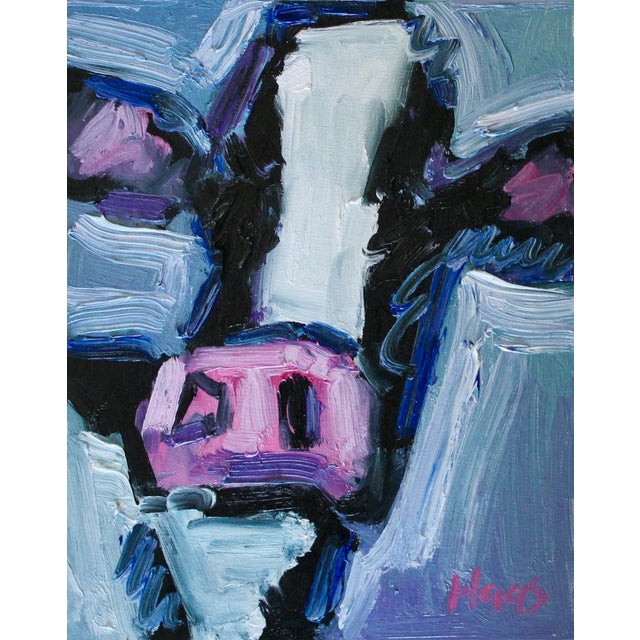 Modern Narratives & Animals — Modern Oil Painting of an Abstract Cow Original oil painting by Lisa Haas, 8 x 10 unframed...