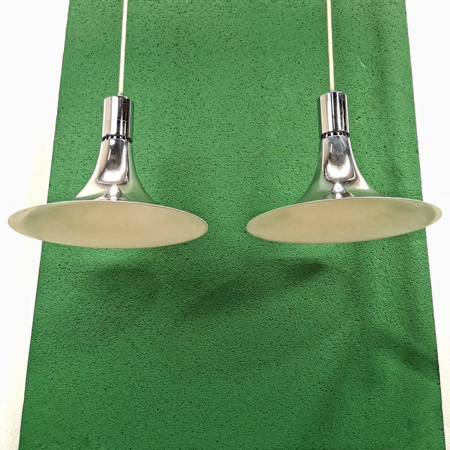 Mid-Century Modern Chandeliers Am/As in Steel by Franco Albini for Sirrah, 1960s, Set of 2 For Sale - Image 3 of 14
