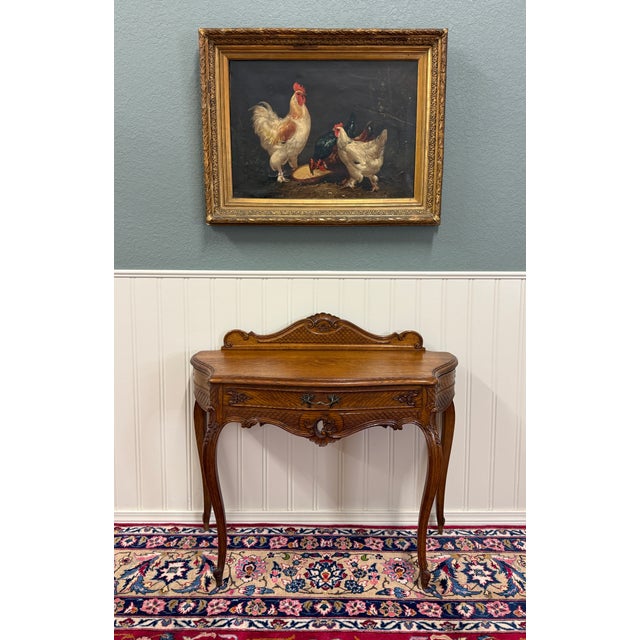 Antique French Oak Louis XV Style Entry Console or Hall Table With Drawer c.1930 For Sale - Image 4 of 18