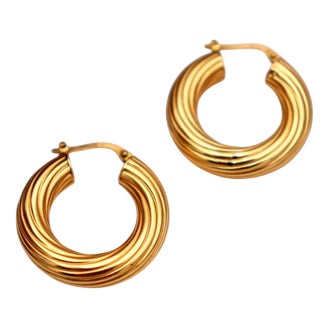 Gold Hoops with Reliefs and Friezes, Set of 2 For Sale