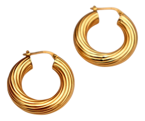 Gold Hoops with Reliefs and Friezes, Set of 2