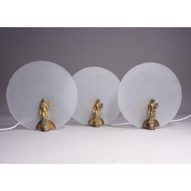 Metal Art Deco Lamp in Bronze and Glass, 1930s For Sale - Image 7 of 9