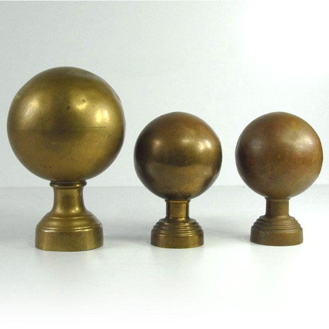 Vintage Brass Spheres Details, France, Set of 3 For Sale - Image 3 of 10
