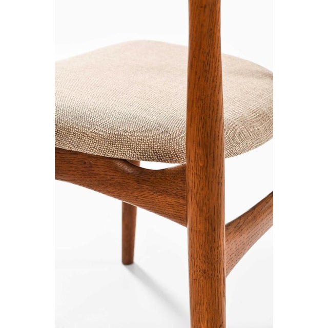 Wood Cowhorn Dining Chairs in Fabric, Oak and Teak attributed to Knud Færch, 1969, Set of 6 For Sale - Image 7 of 9
