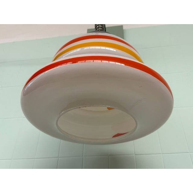 Space Age UFO Glass and Steel Pendant Light, 1970s For Sale - Image 13 of 15