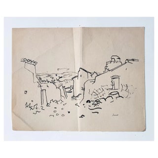 René Gouast, Landscape, China Ink on Paper, 1950s For Sale