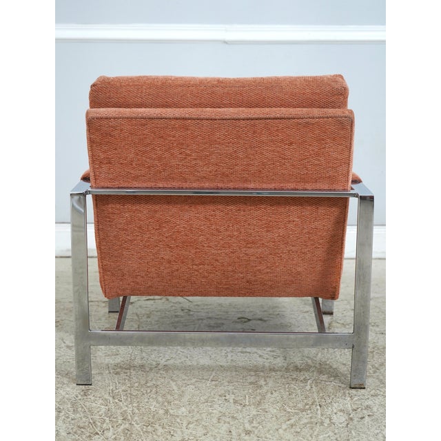Milo Baughman Pair of Milo Baughman Chrome Frame Arm Chairs For Sale - Image 4 of 18