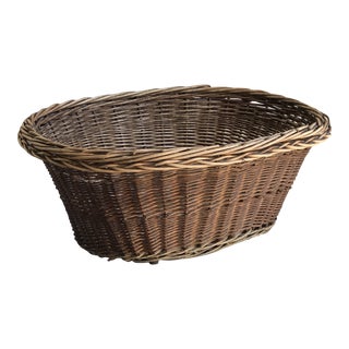 Antique French Style Wicker Laundry Basket For Sale