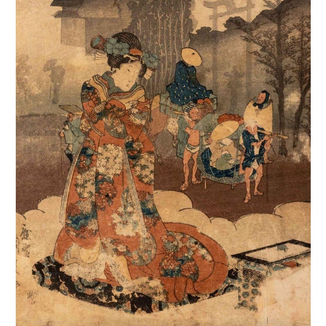 Japanese Utagawa Kunisada "53 Stations of the Tokaido" Woodblock Print For Sale - Image 3 of 8