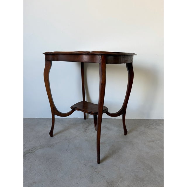 Antique Mahogany Two-Tier Serpentine Accent Table For Sale In Miami - Image 6 of 13