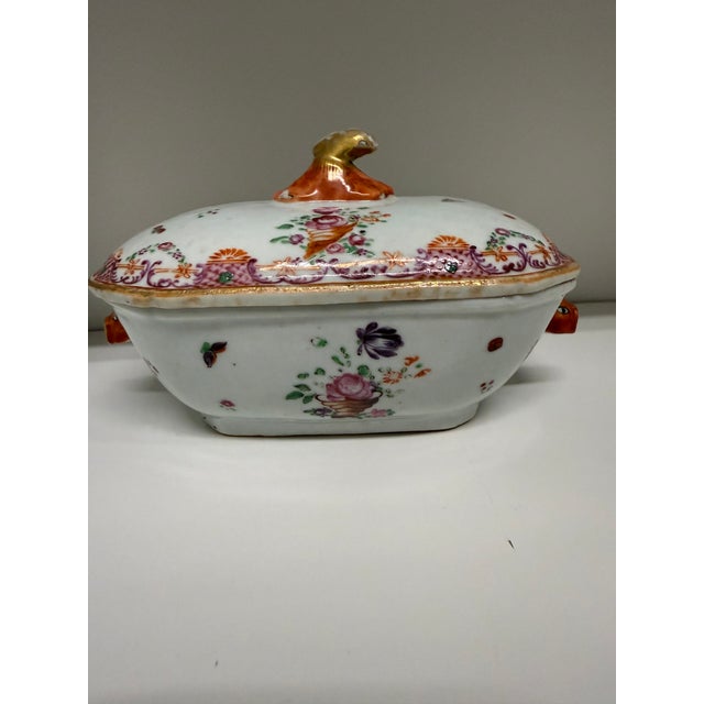 Mid 18th Century Mid 18th Century Chinese Export-Style Famille Rose Covered Butter Dish, Qianlong Style For Sale - Image 5 of 10
