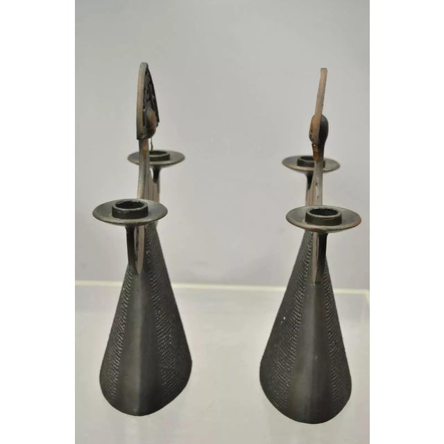 Brown Vintage Bjorn Wiinblad Style Figural Lady Dress Candlestick Candle Holder - Pair For Sale - Image 8 of 10