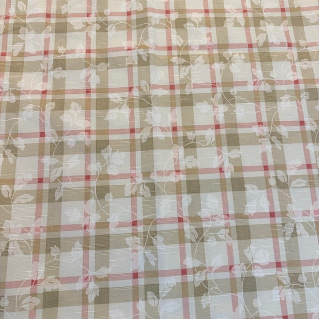 Vintage P Kaufmann Foliage Scroll Windowpane Plaid Cotton Fabric, 2 Pieces 7 Yards For Sale - Image 10 of 10