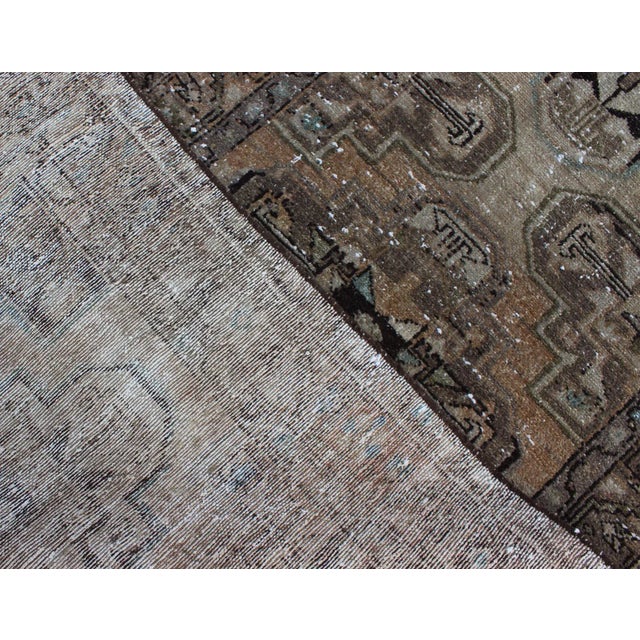 Antique Persian Hamadan Runner With Geometric Medallion Design in Neutral Tones For Sale In Atlanta - Image 6 of 7