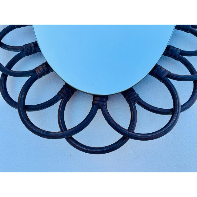 Mid-Century Oval Bamboo & Rattan Mirror, 1960s For Sale - Image 17 of 18