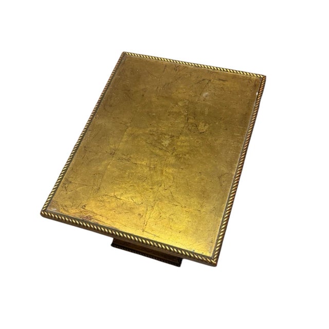 Gold Mid-Century Giltwood Pedestal Side Table With Rope Twist For Sale - Image 8 of 10