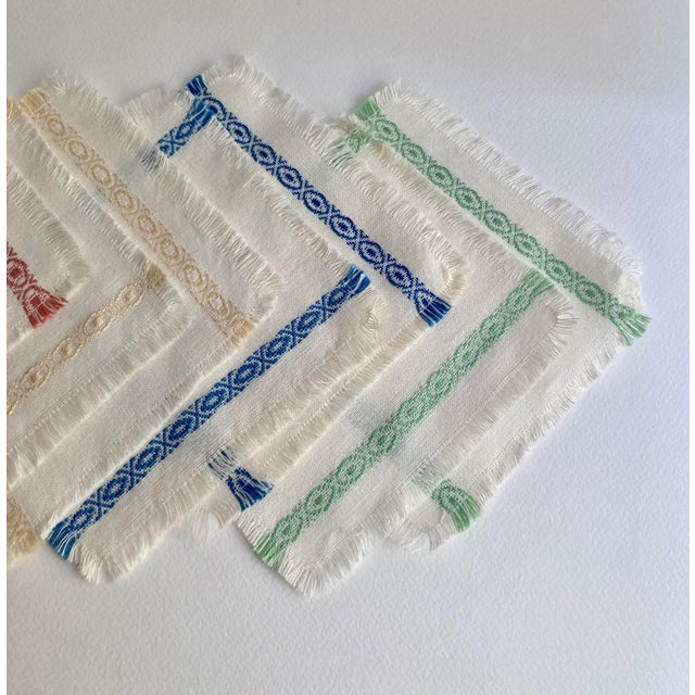 Vintage Off White Woven Cocktail Napkins- Set of 8 For Sale - Image 11 of 13