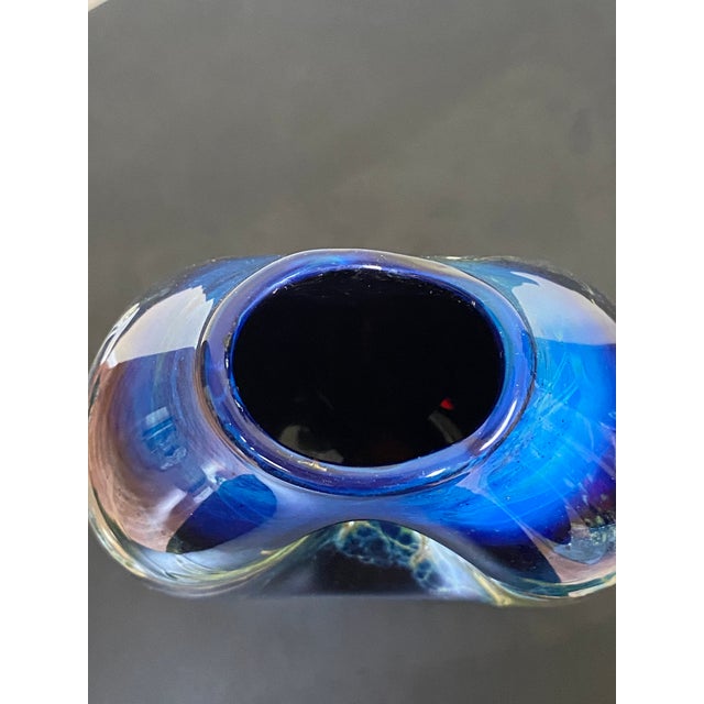 Signed Joan Reep Cobalt Silver Glass Studio Art Glass Vase For Sale - Image 11 of 15