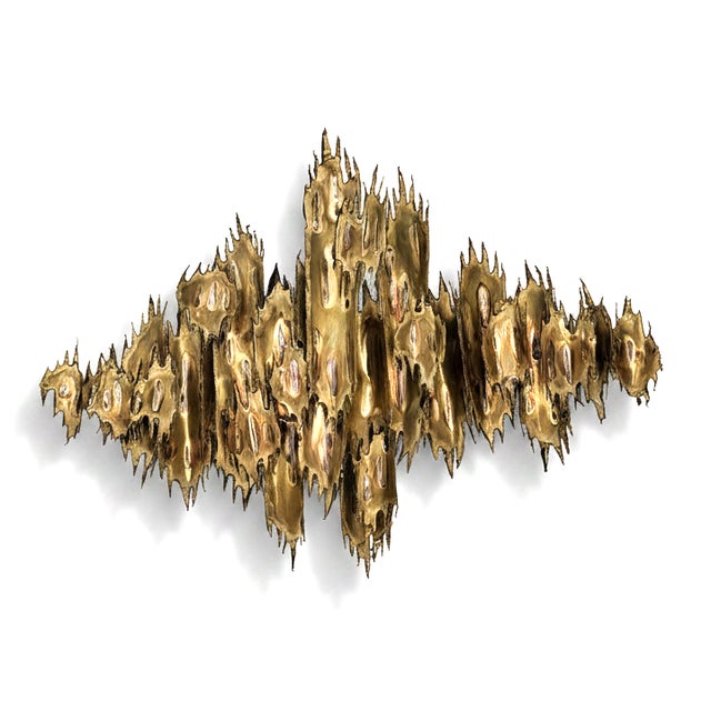 Brass Signed Josef 1973 Monumental Brutalist Torch-Cut Metal Wall Sculpture – 38" Mid-Century Modern Abstract Art For Sale - Image 8 of 11