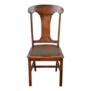 Limbert Style Antique Arts & Crafts Carved Oak Side Chair or Dining Chair, Circa 1900