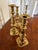 Group of Four English Polished Brass Candlesticks Different Sizes, 19th Century