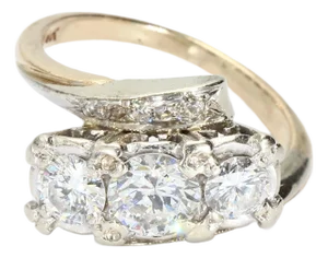 14k Gold Cocktail Ring With 0.6ct Diamond and White Gold Accents, Size 5.25