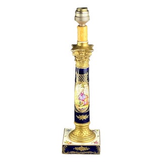 French Hand-Painted Porcelain Table Lamp from Syra Barcelona, 1930s For Sale