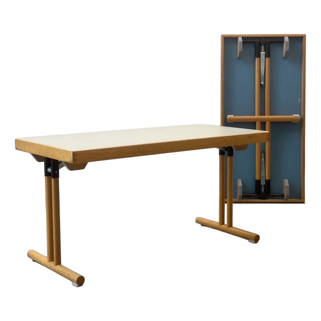 Folding Tables in Beech and Steel from Hiller For Sale